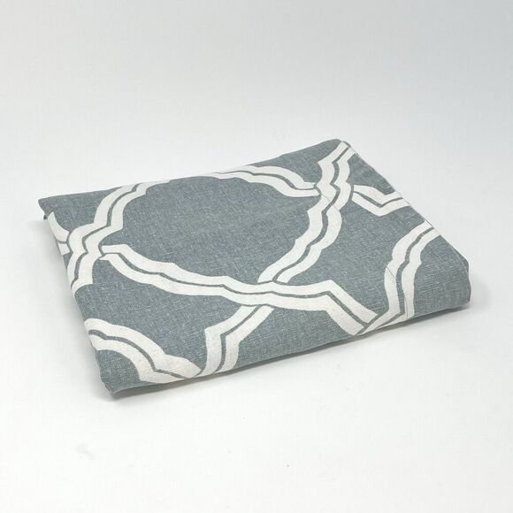 POTTERY BARN Kendra Trellis Blue White King Pillow Sham Cotton Linen Blend - Picture 1 of 5